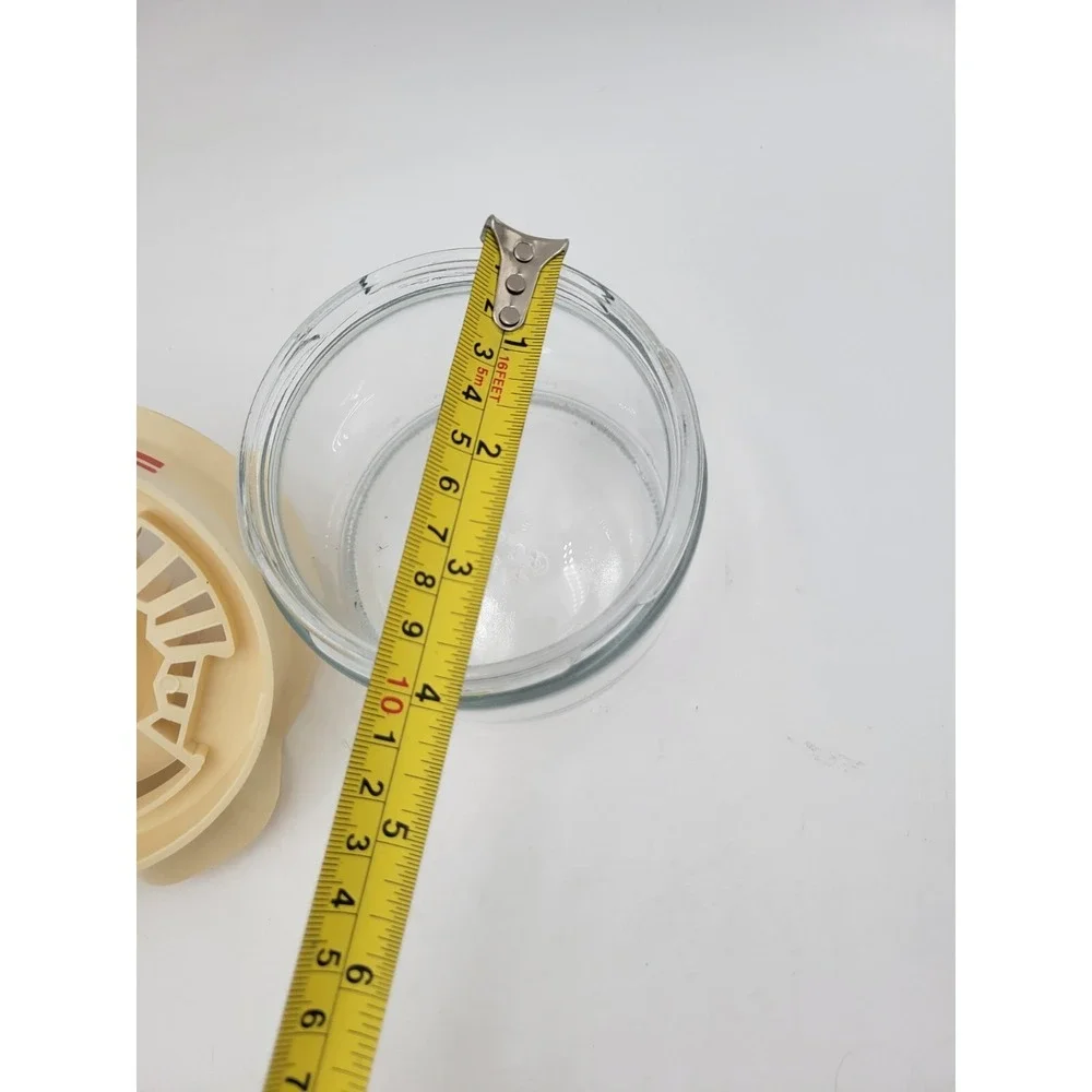 Gemco USA Manual Citrus Lemon Orange Juicer Glass Jar Plastic Lid Stripes